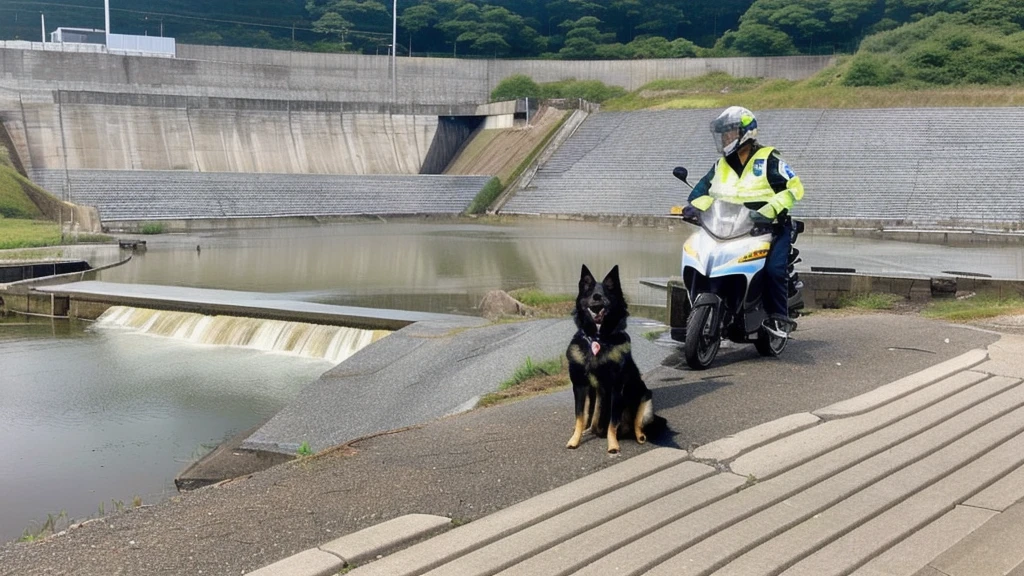 Dry dam police dog japan