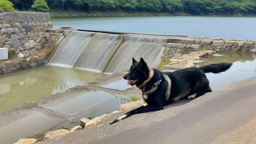 Dry dam police dog japan