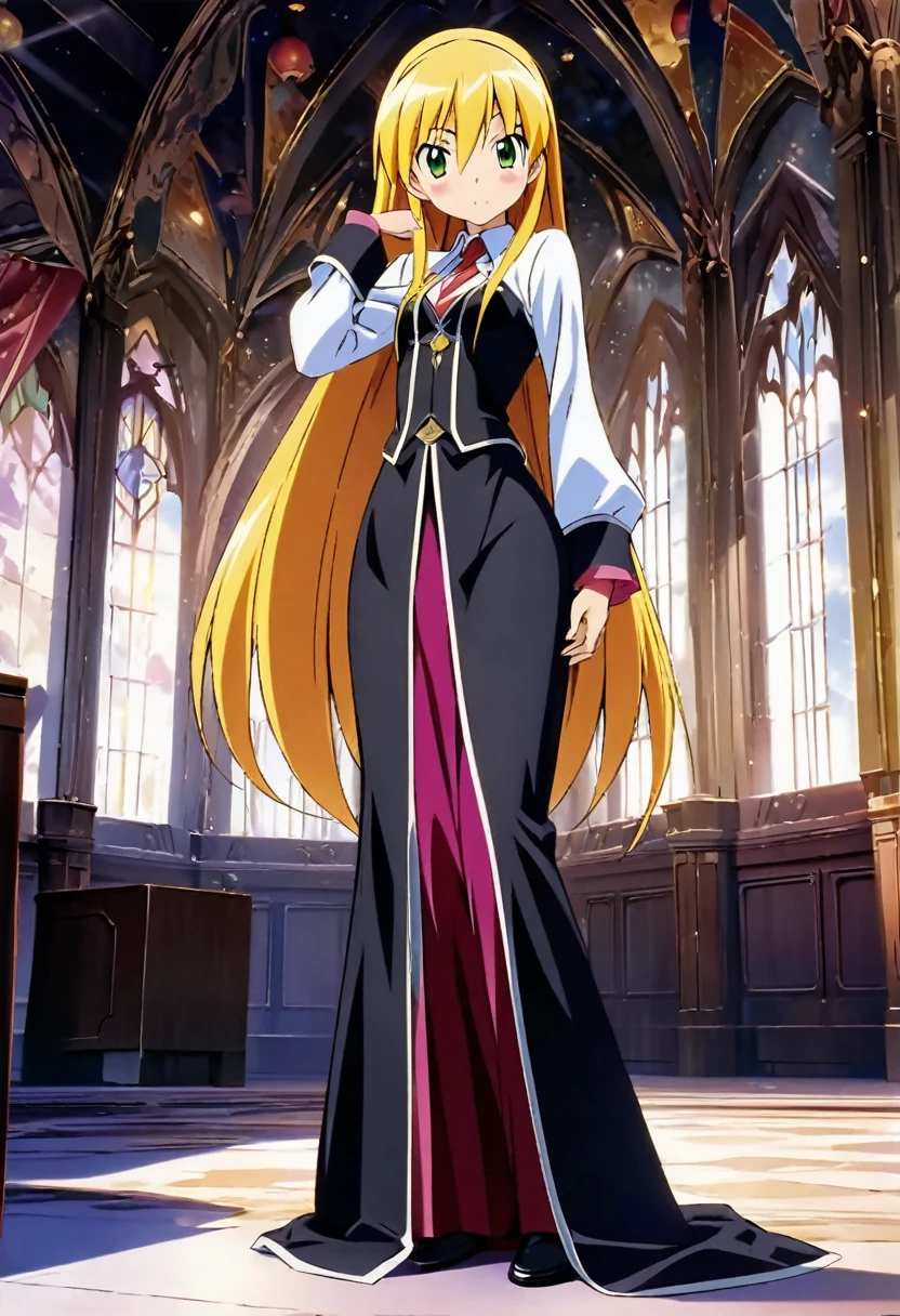 ((anime zero no tsukaima art, masterpiece, 4k, extreme quality)).
The theme is magic high school.
The setting is the Academy of Magic, it is extremely detailed, full of different and varied students around the scene, it's daytime, the setting is giant and magic, the view of the scene is complete and far, without blurring.
Disney's Rapunzel, only one, 16 years old, she is 170 centimeters tall, her shiny blond hair is 170 centimeters length and very very very long and touch her feet, wonderful face, green eyes, she wears a tiny Tristain's Academy of Magic uniform, She is very thin, flat breasts, very thin waist, very wide hips, big round ass, wonderful curves, shy behavior, shy pose, fullbody.
the atmosphere is hot.
Complete view of the scene.