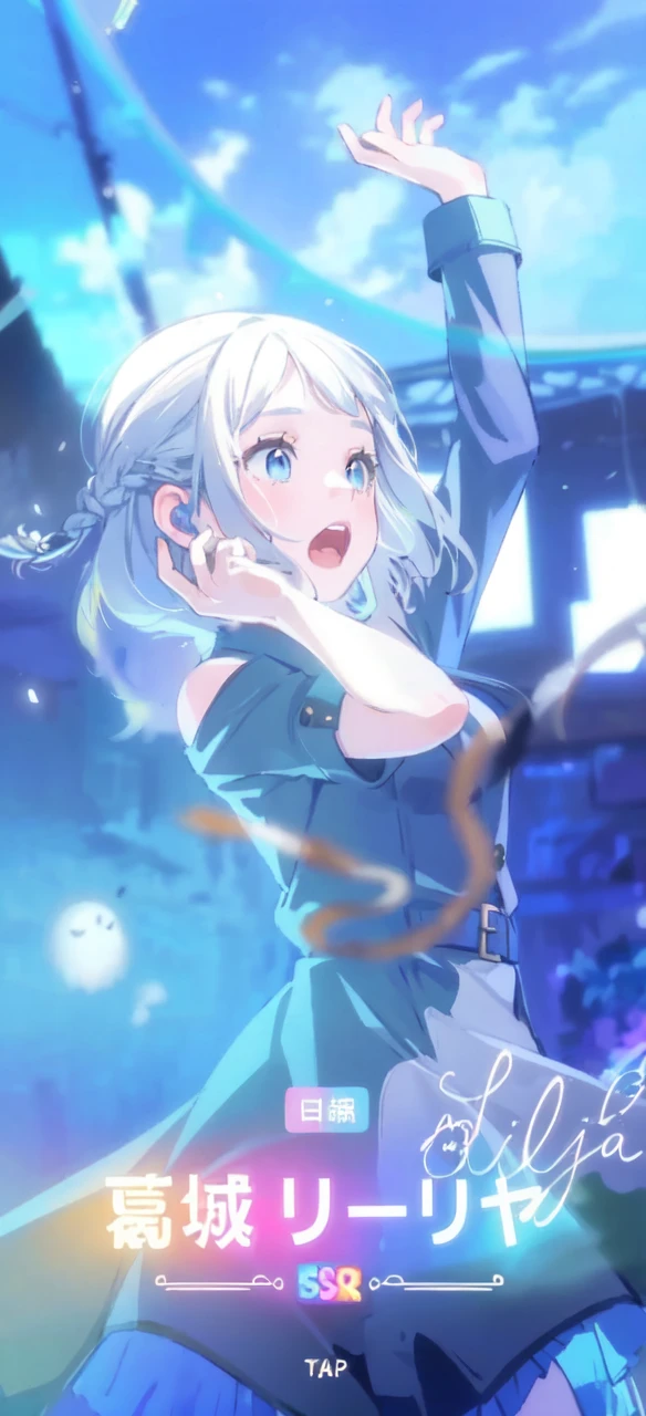 (masterpiece, best quality), Silk wrap dress with a fitted blazer, Belle, Average Height, Athletic, Diamond-Shaped Face, Olive Skin, Strawberry Blonde Hair, grey-blue Eyes, Straight Nose, Thick Lips, Round Chin, Shoulder-Length Hair, Fine Hair, Long Curly Hair, soft breasts, , shimmer metallic lipstick, an eerie, abandoned ghost town