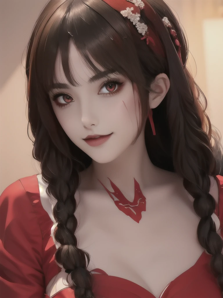 Close-up of a long-haired woman in a red dress, Realistic cute girl, Cute numbers艺术, Beautiful digital illustration, Lovely and detailed digital art, Lovely portrait, Chinese Girl, Beautiful anime portrait, Cute numbers, Beautiful character painting, Kawaii realistic portrait, Beautiful digital artwork, Beautiful digital art, High quality portrait, Digital Art Pictures, Very beautiful girl，16KHigh-definition quality，High-definition quality