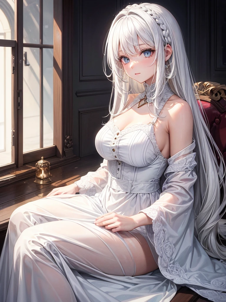 Beautiful girl, white hair