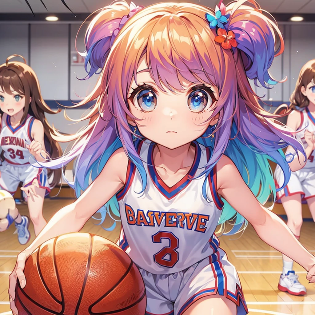 Brown haired beautiful girl basketball