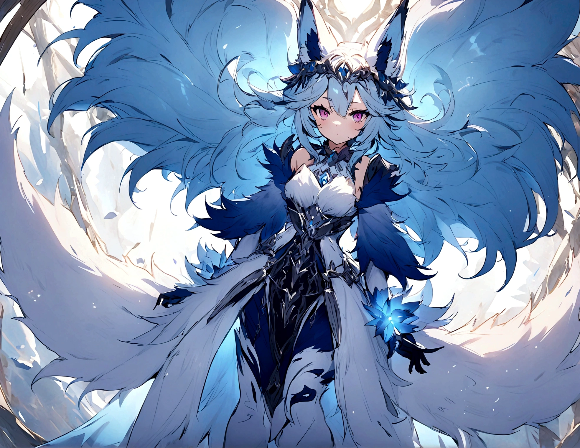 fox Light blue hair beast girl indigo fur fox beast girl