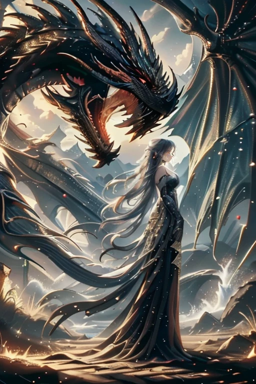 ((sfv))(Masterpiece, Best quality),((High resolution 4K)), 1lady, Solo, (White scales, Squamous bodies), Halo, Wings,Fallen Angel, Black hair, Loose waves, Red eyes, (Dragon, The art of Hermann Nitch, Zdzislaw Beksinski, Dariusz Zawaziki, Giger)