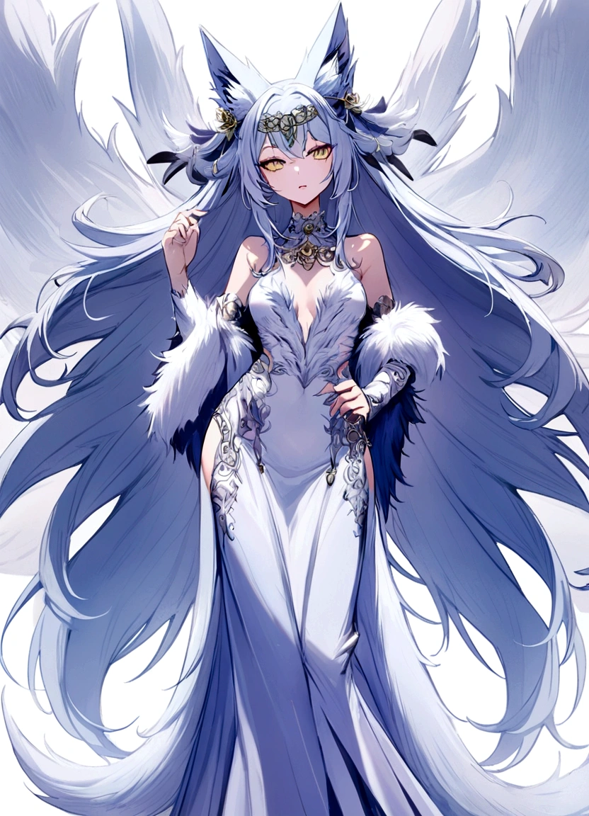 fox Light blue hair beast girl indigo fur fox beast girl