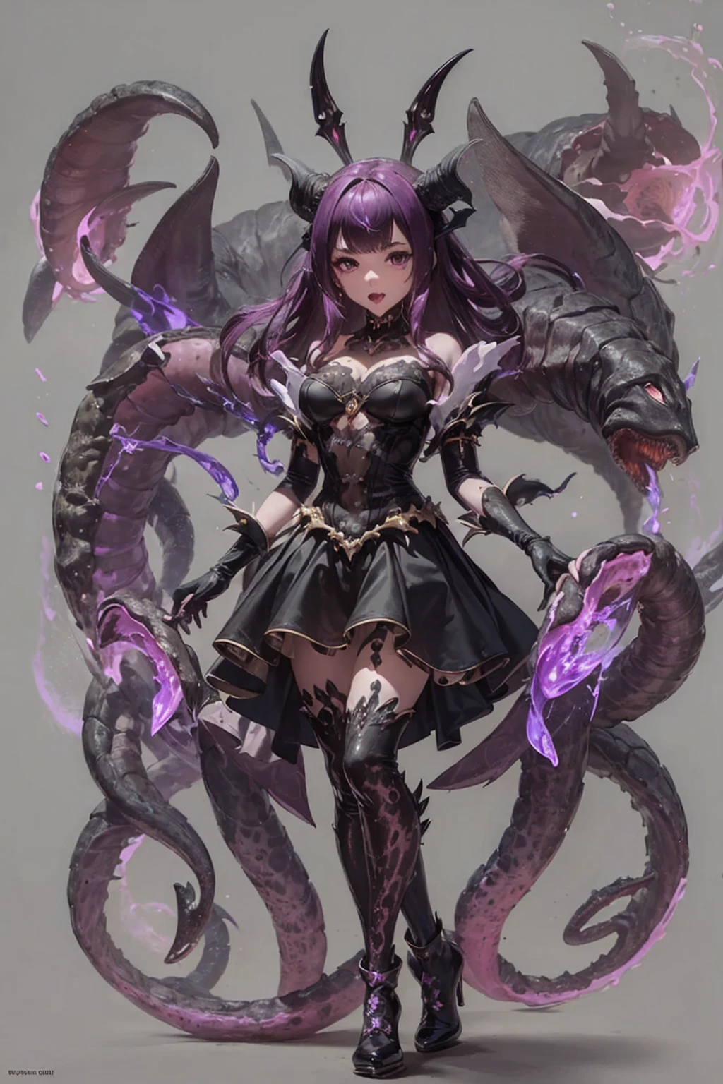 ((best quality)), ((highly detailed)), masterpiece, Succubus-style magical girl. Tentacles growing from her body. Tentacles with a mouth.