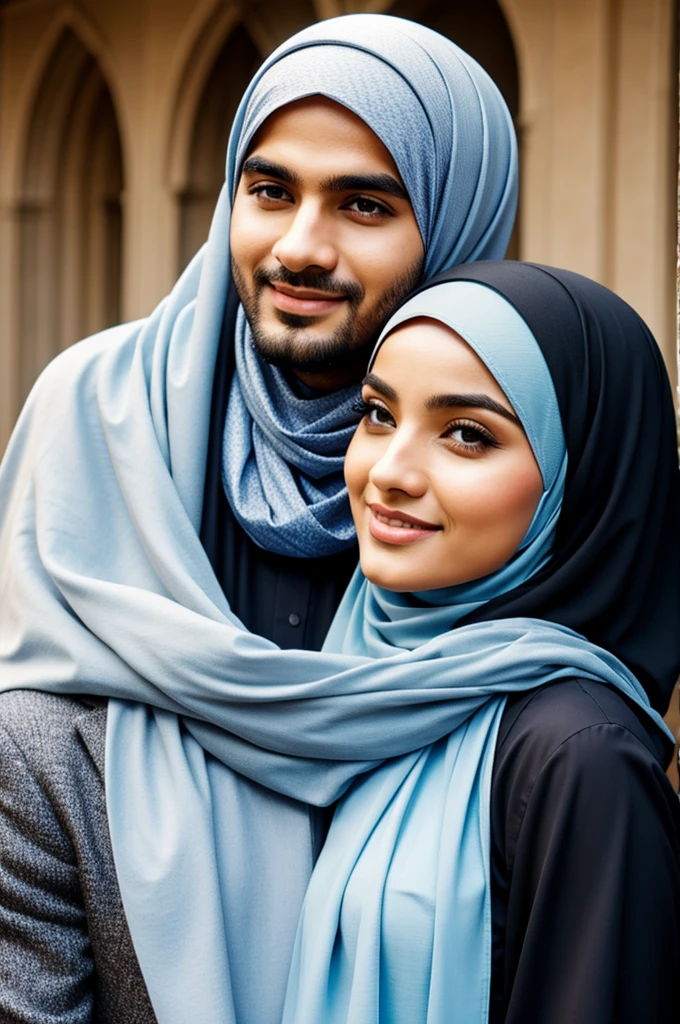 Man with lady in hijab