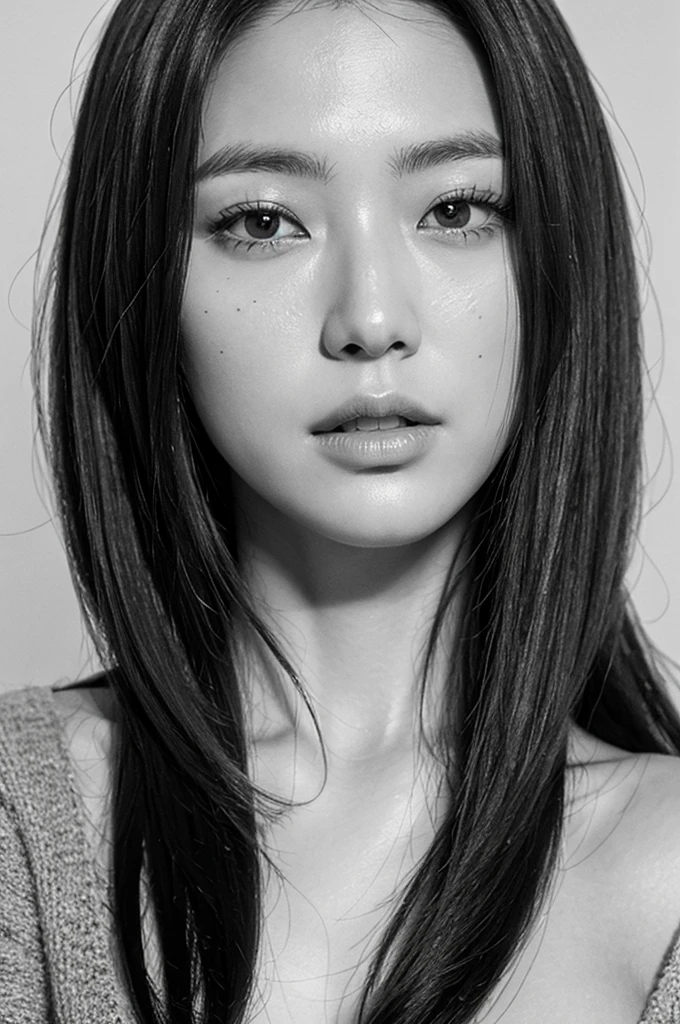 ((highest quality)), ((8K)), ((masterpiece: 1.3)), (Perfect appearance), (Photorealism: 1.6), (Ultra high definition), (monochrome), (JMA), (Japanese Matureの横顔), (Close-up of a mature woman&#39;s face from diagonal front: 1.4), (60 years old, Japanese Mature), ((Realistic skin texture)), ((Realistic skin texture)), (Fine lines all over the skin), (Dull skin), (Facial wrinkles), (Wrinkles around the eyes), double eyelid, Tear bags under the eyelids, Averting your gaze and gazing into the distance,