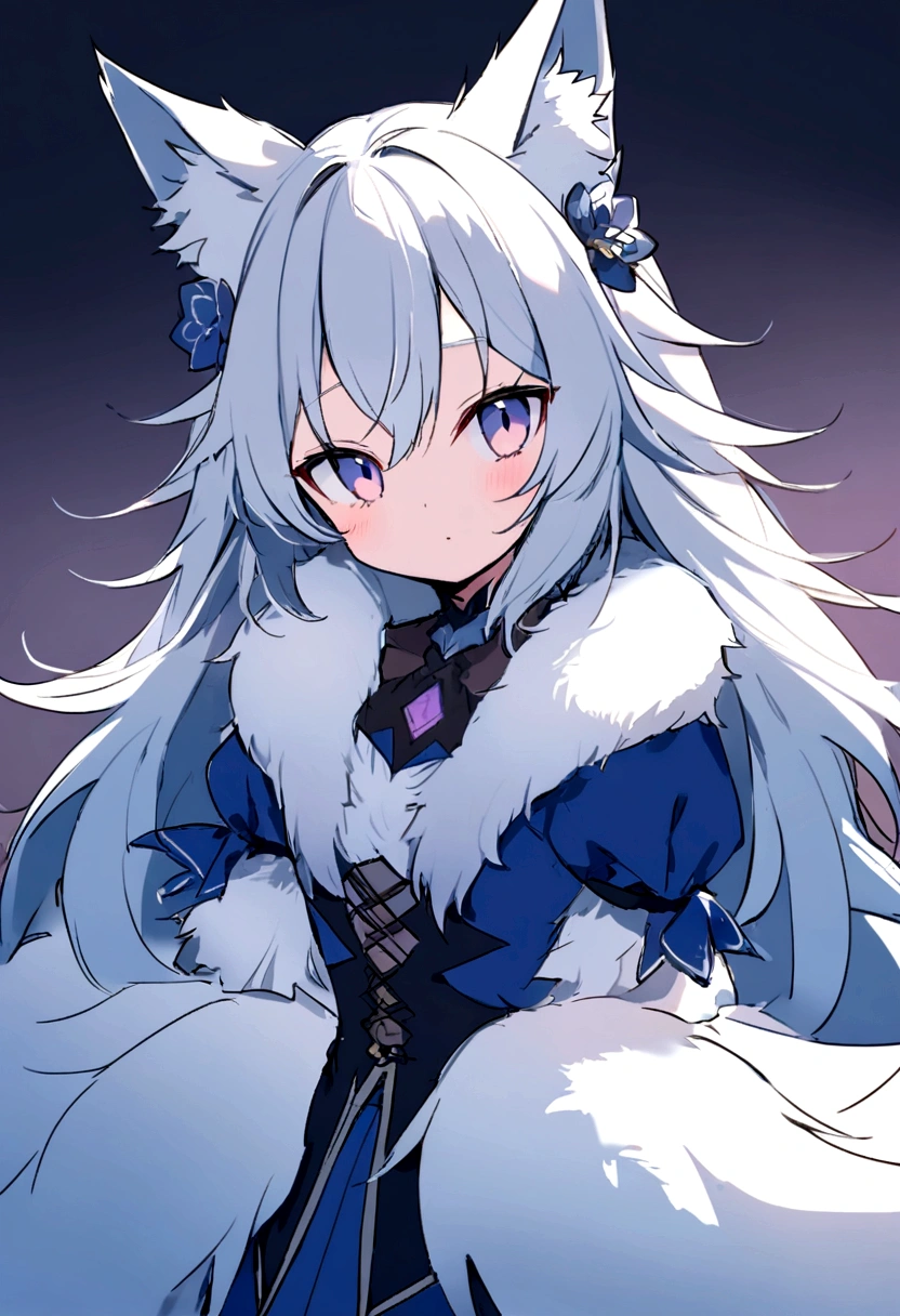 fox Light blue hair beast girl fox beast girl indigo fur gray hair