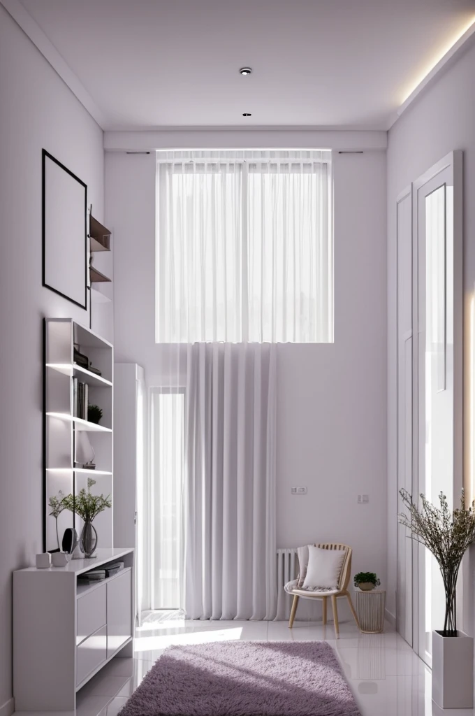 Crear una casa blanca con muchas luces luces moradas y hermosas y blanca