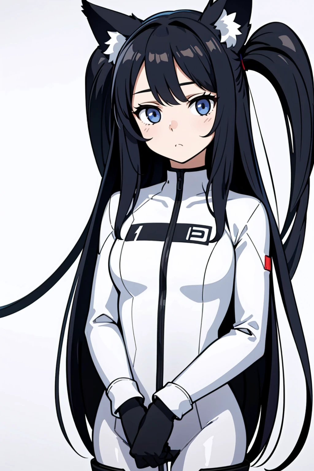 whole body,Standing posture, (alone,Animal Ears,) (One girl,Girl), (beautifully drawn face:1.2) (Plug Suit:1.3,) Expressionless,(White background) 