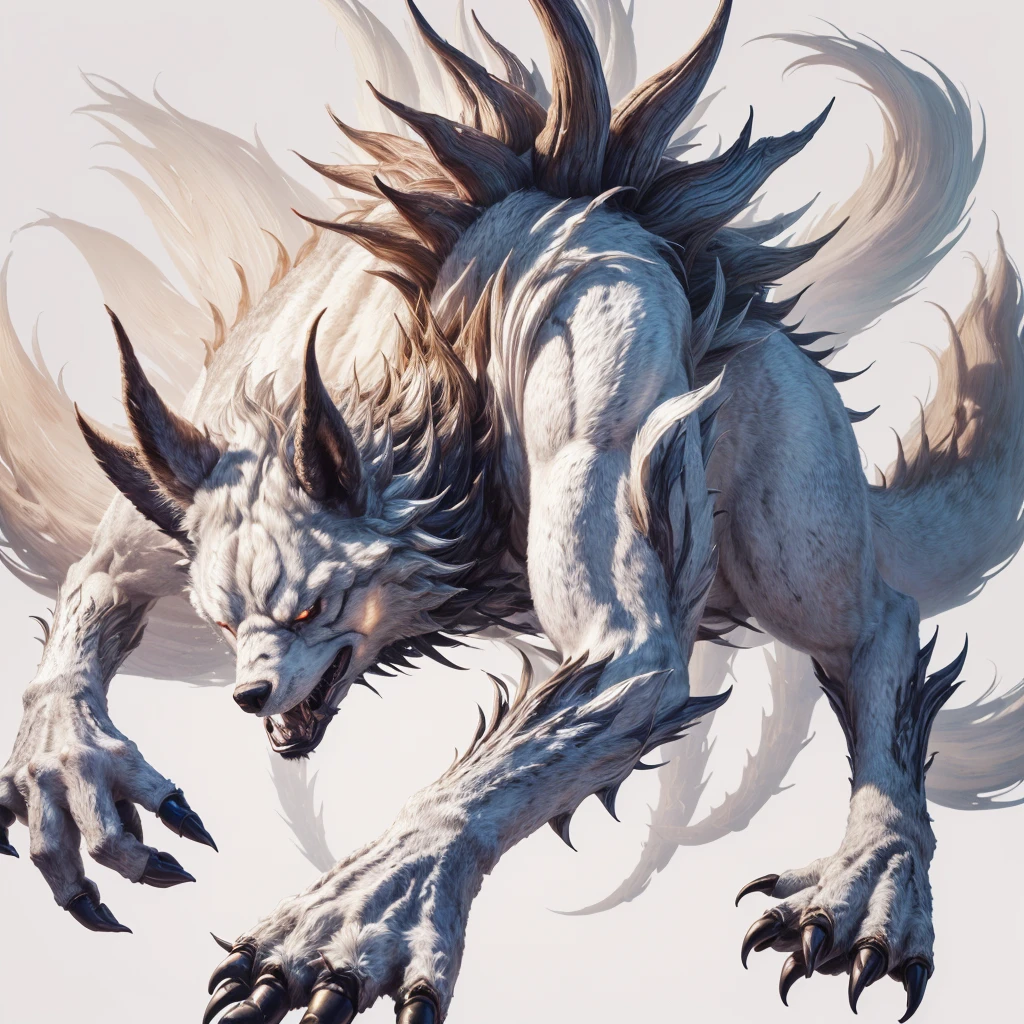 A closeup of a monster with a big head and a huge body, arte oficial altamente detalhada, fenrir, detalhe imenso, por Ryan Yee, arte completa, in an epic and intricate oroboros, giant ethereal creature, arte digital detalhada de anime, senhor das feras, arte digital detalhada de fantasia 2D, arte completa illustration, um lobo minotauro, arte de fantasia altamente detalhada