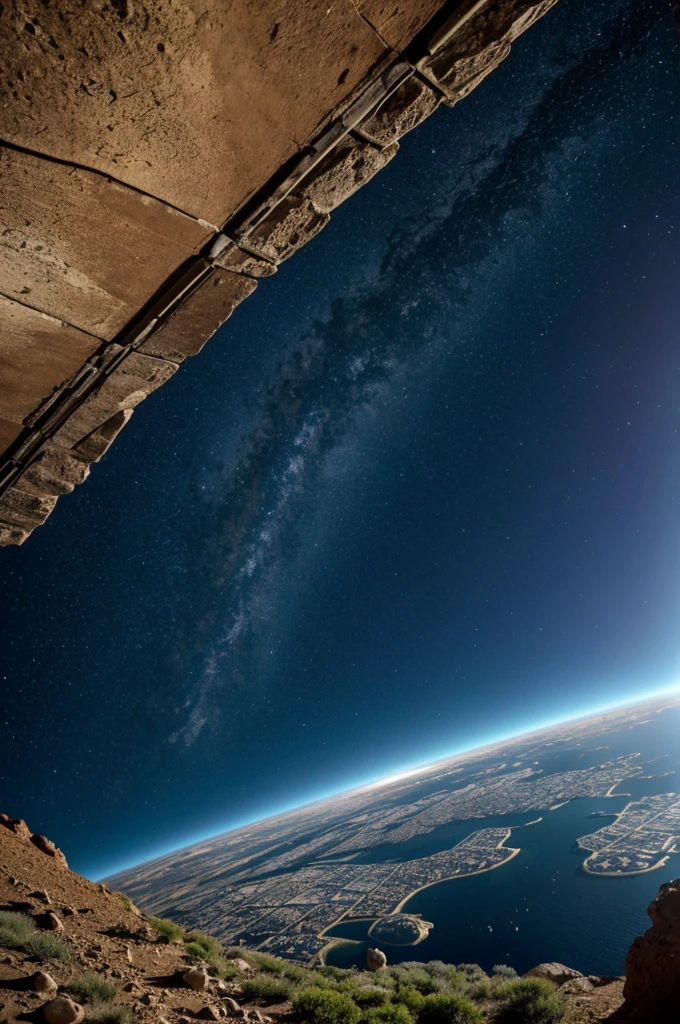 El espacio con la tierra h una nave