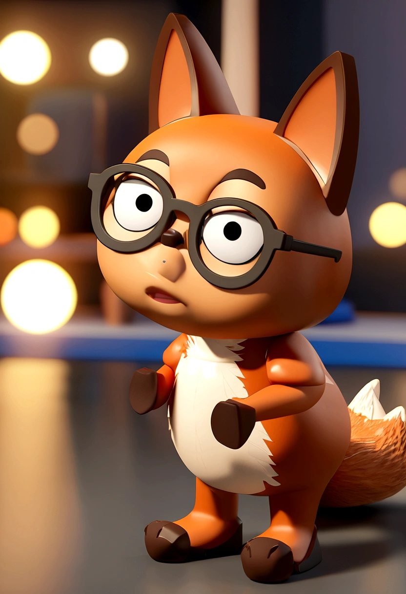 Cartoon character of a fox with black glasses and blue shirt, animation character, Stylized Character, animation style rendering, stylized 3D, Arnold Maya Rendering, Stylized 3D Rendering, toon rendering screenshot, 3D Character, 3D Character, Stylized 3D Rendering, 3D Character Rendering, Cartoon Character, Closeup Character, Character Pose, (Pixar Style) (Master Part:1.2) (Bokeh) (Best Quality) (Detailed Skin) (Detailed Texture ) (8K) (clay) (Cinematic lighting) (sharp focus