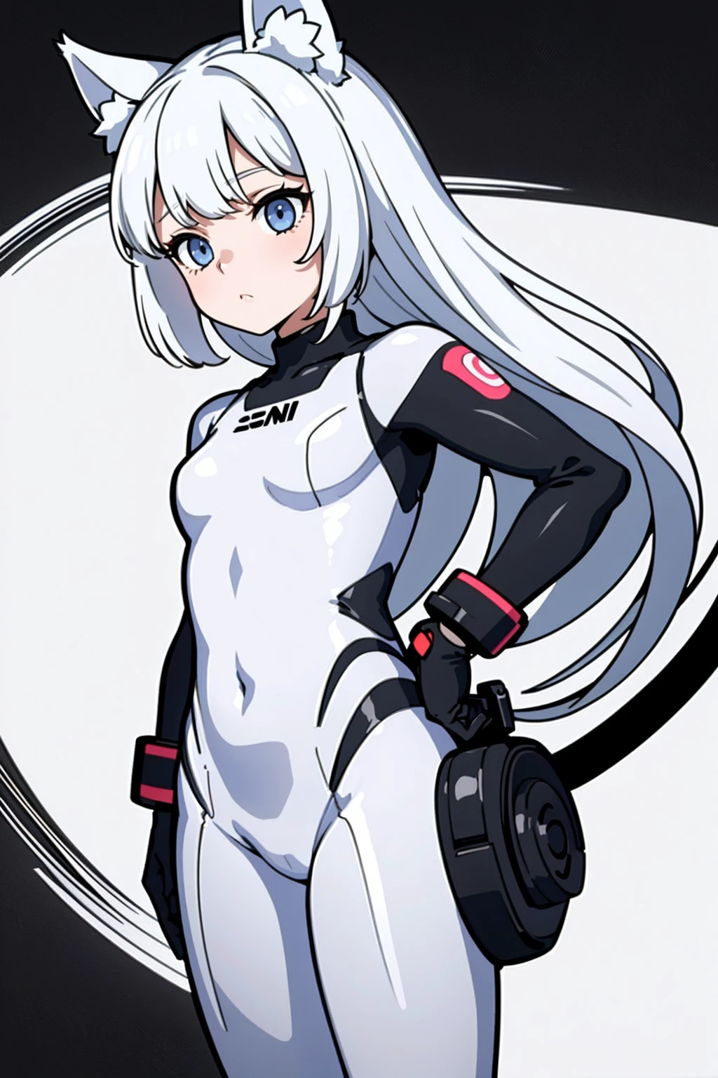 whole body,Standing posture, (alone,Animal Ears,) (One girl,Girl), (beautifully drawn face:1.2) (Plug Suit:1.3,) Expressionless,(White background)