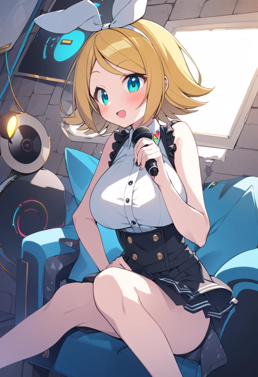 ,large breasts, ConcertHole, 1girl, ,VOCALOID, kagamine rin, short hair,