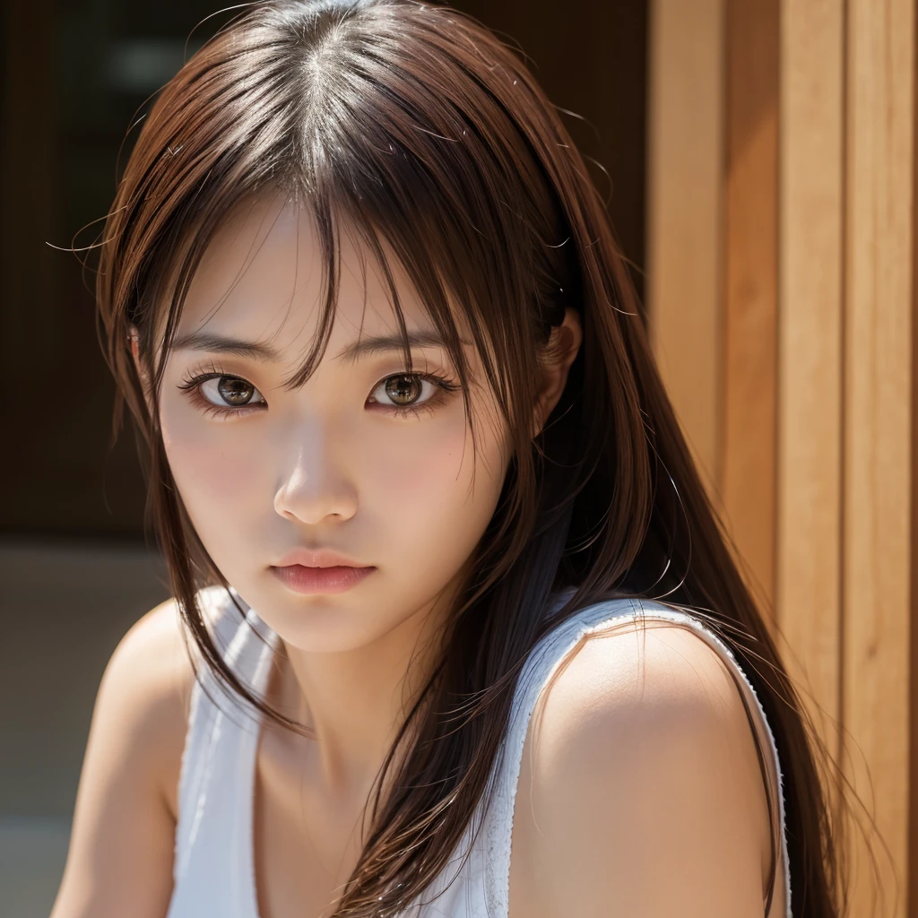 masterpiece, 8k, high quality, High resolution, Beautiful Japanese Women, 30 years old, poker face, Glaring eyes, (Detailed face, Fine grain), View Viewer