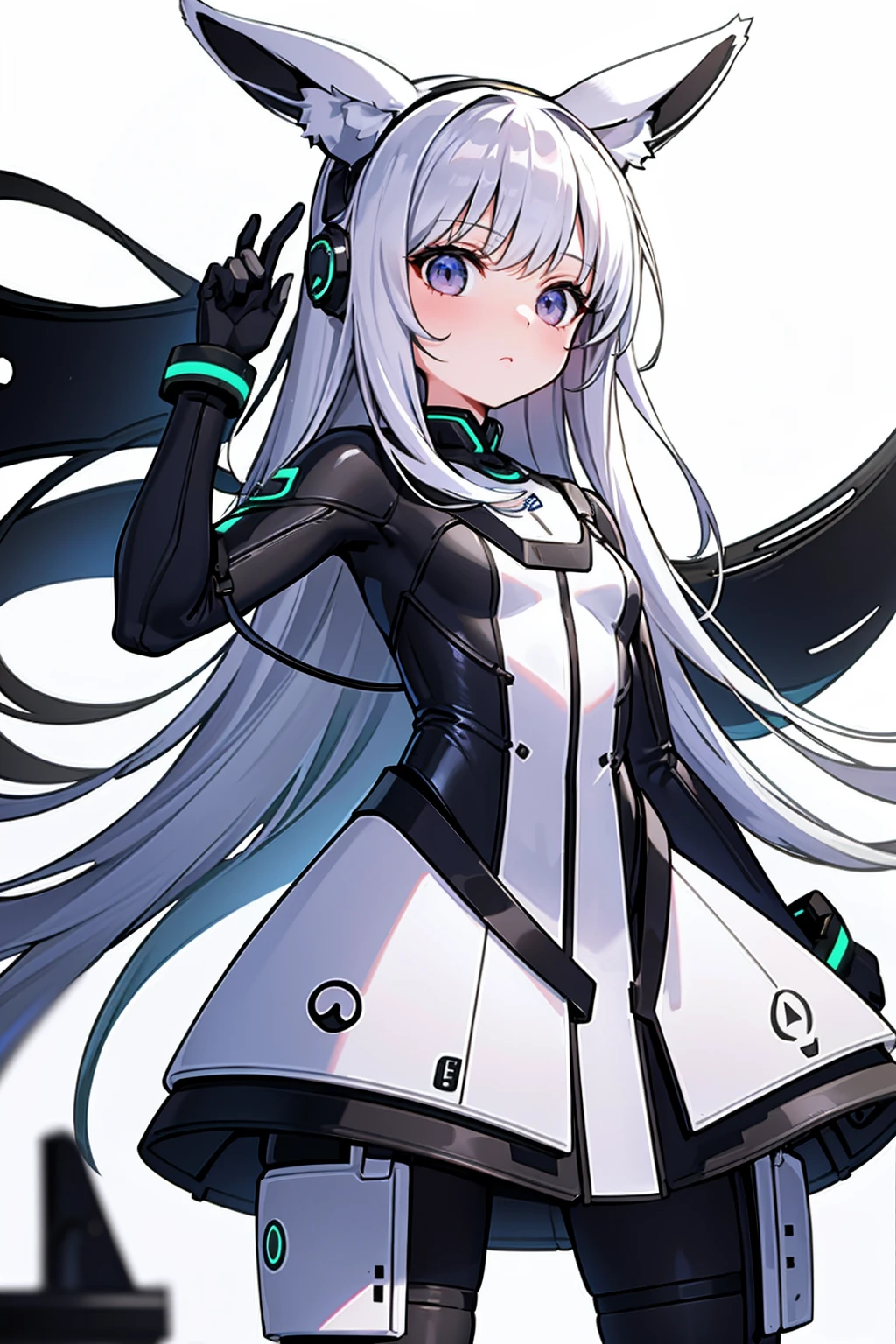 whole body,Standing posture, (alone,Animal Ears,) (One girl,Girl), (beautifully drawn face:1.2) (Plug Suit:1.3,) Expressionless,(White background)