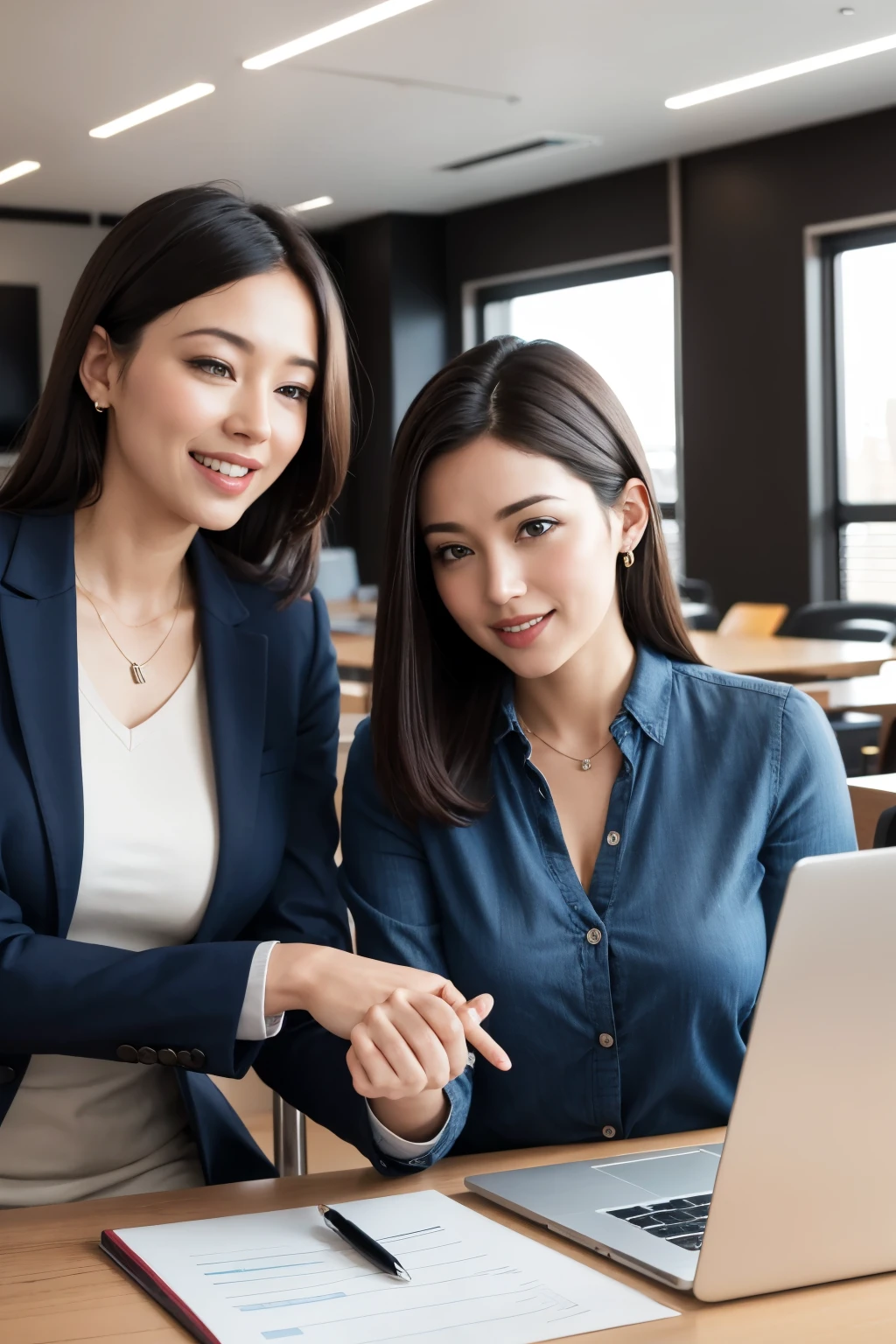create an image of working environments with people who are over 30 years old and are happy to change careers
