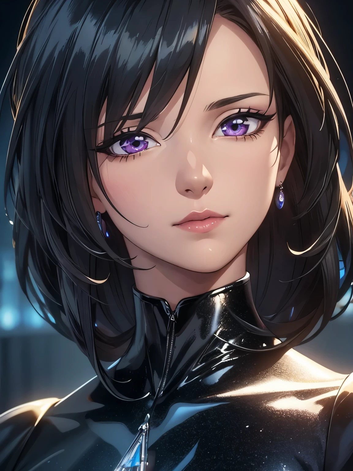 close-up, woman1, upper body,Shiny dress with high neck , background in a beautiful place,highly detailed CG, unit, 8K wallpapers, highest quality, high resolution, beautiful lighting, realistic shadow,detailed face Highly,detailed eyes Highly,detailed hair Highly