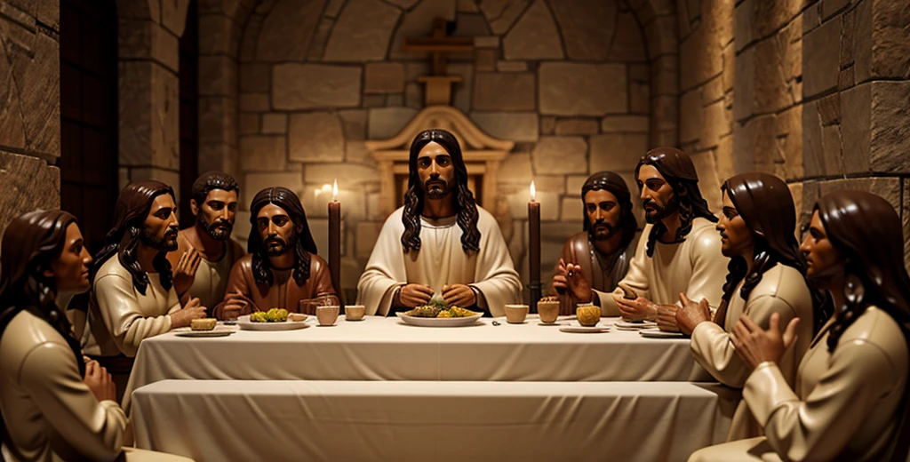 Last supper jesus statue 3d