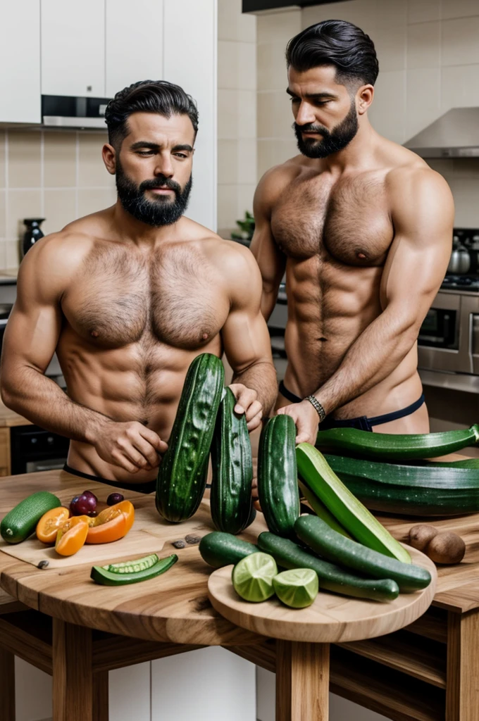 Dos hombres mostrando su 🥒