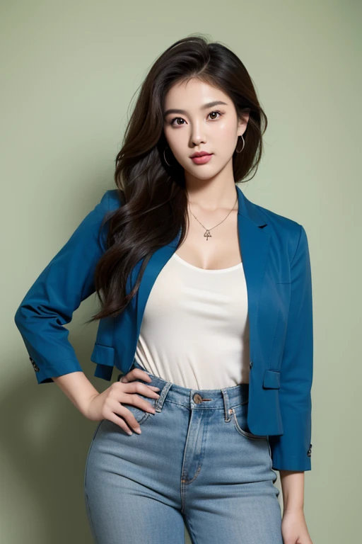 front look. ((Real life big mom)). ((different women faces, long noses, Americans, Russians, Koreans, Japanese, Ukrainians, Indonesians, Filipinos, Turks and women of mixed blood)). (various styles and hairstyles, short, long, hair tied or loose), (wearing a different color, red, yellow, green, blue, and upper clothes). wearing different pants, wear necklaces and bracelets. head straight facing the camera. (standing upright, body facing the camera, The hands are very detailed). (the fingers look perfect). A beautiful young woman in her 25s with large breasts, slightly visible cleavage, sharp nose, narrow eyes, full of make-up. Different color, ((wear different uniform and color)), (Interior wall background)(no background). Girs uniform.a man's favorite woman.