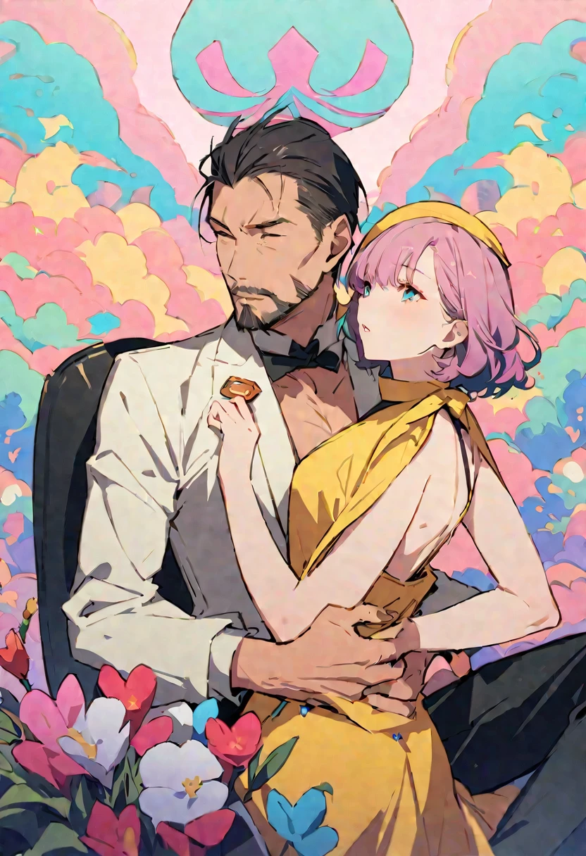 ((Brave:1,3)),masterpiece, highest quality, Illustration of the novel, High resolution, 18+ Adult content, Sensual, Intimate, Emotional, Passionate, romantic, sweet, Adorable, Innocent, Pure, Charmな, Charmな, Charm, Mysterious, Charmな, Charmな, Immersive, Charmな, dream-like, Surreal, Imaginative, Whimsical, artistic, Avant-garde, timeless, elegant, Sophisticated, chic, Sophisticated, personality, original, Charmな,((Cool Father:1.3)),((muscle))、Upper Body、(tall)