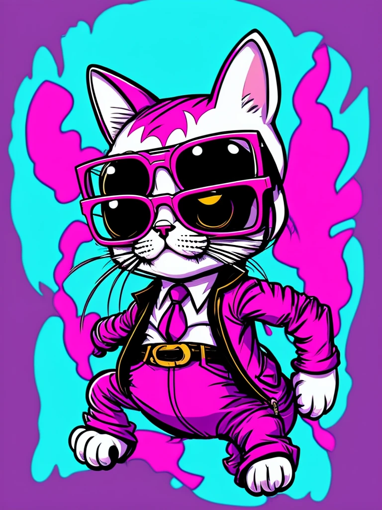 [avatar style art] [pink background] a cat with glasses and a suit jacket, cartoon style,, cartoon portrait,, caricature illustration, ultra-detailed,cartoon!!!, inspired by Bored Ape Yacht Club art, hippie, cartoon, [profile photo style], [half body]