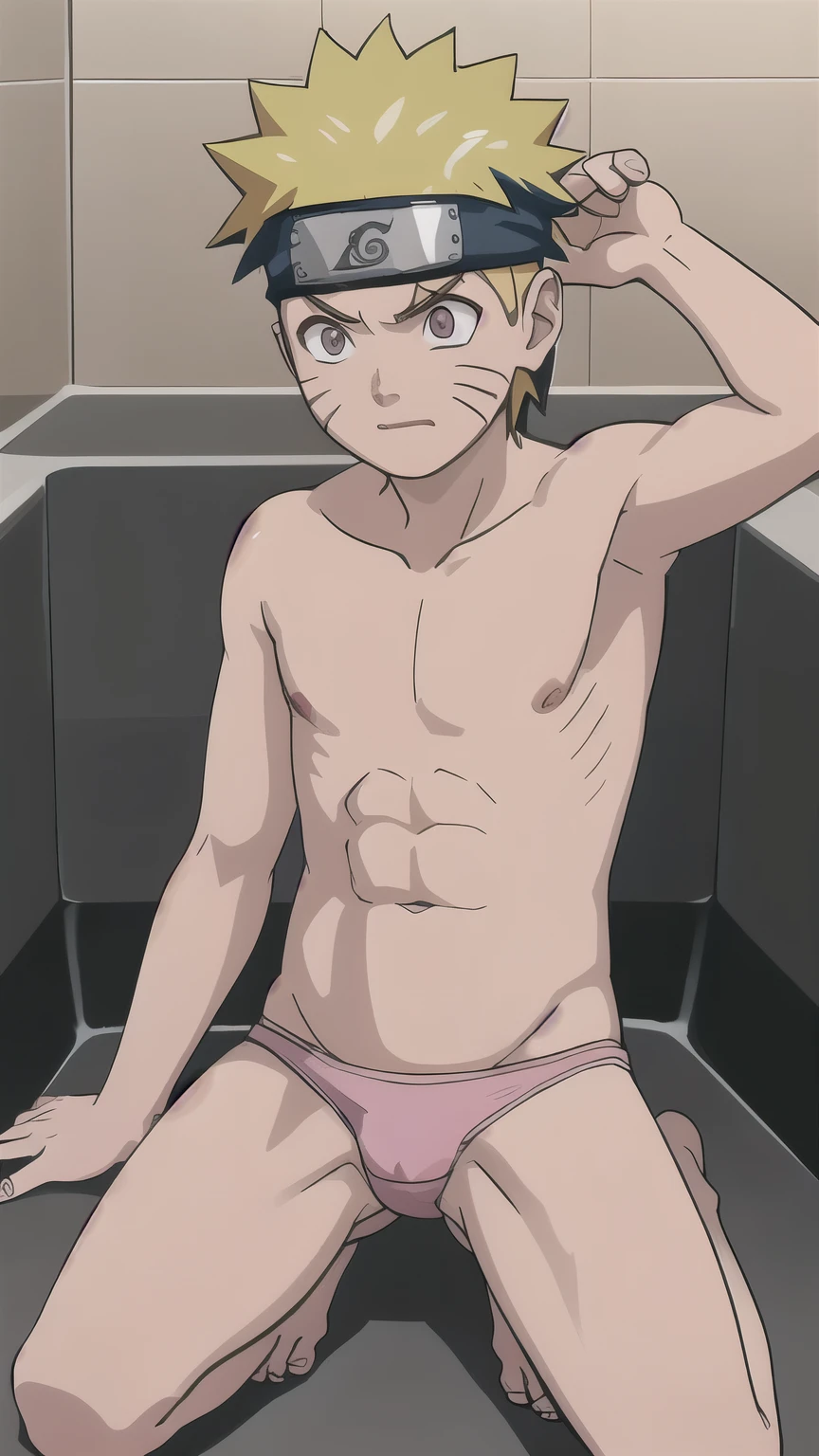 Naruto, shirtless, underpants, pink thong, bathtub, s,