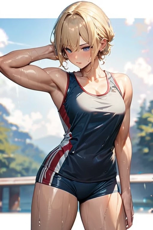 unity 8k wallpaper, anatomically correct, (((masterpiece))), (((highest quality))), (((Super detailed))), (((High resolution))), ((ultimate cutie)), perfect hands, perfect finger, (((excellent anatomy))), detailed beautiful face, shiny hair, (((Improve))), (pot belly), (take up), medium breasts, ((thick thighs)), (((alone))), ((enchanting smile)), (((blush))), (half open mouth),
break, (((sit astride the perfectly spherical shape 6-inch volleyball))), (((spans six true spheres" volleyball))), (((real ball 6" volleyball fits perfectly crotch))), break, (((Rub the real ball 6" volleyball against crotch))),
break, (Collared volleyball uniforms), No sleeve, ((bloomers)), ((Padang juice stain on knee), (elbow pad), (((Sweat))), (((covered in Sweat))), ((deep breath)), volleyballコートで, indoor, lit, looking at the viewer, whole body, (spoken heart)