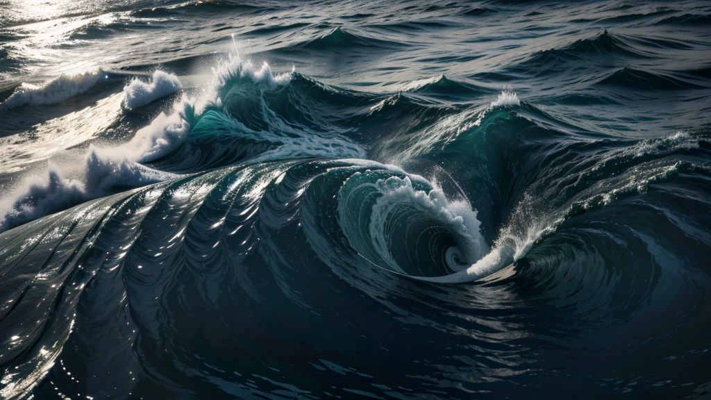 Poseidon dominando o mar conseguir tridente com ondas grandes ao seu redor