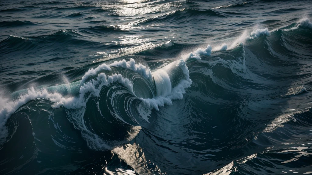 Poseidon dominando o mar conseguir tridente com ondas grandes ao seu redor
