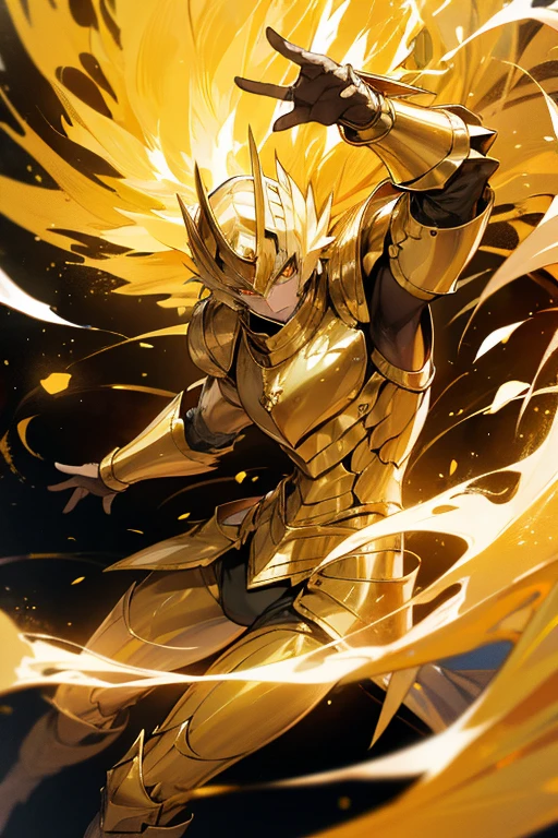 a man in golden armor based on the phoenix