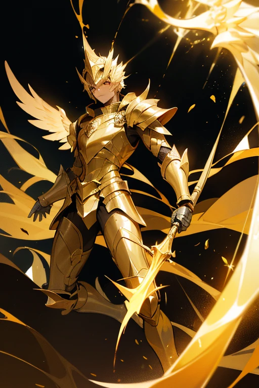 a man in golden armor based on the phoenix