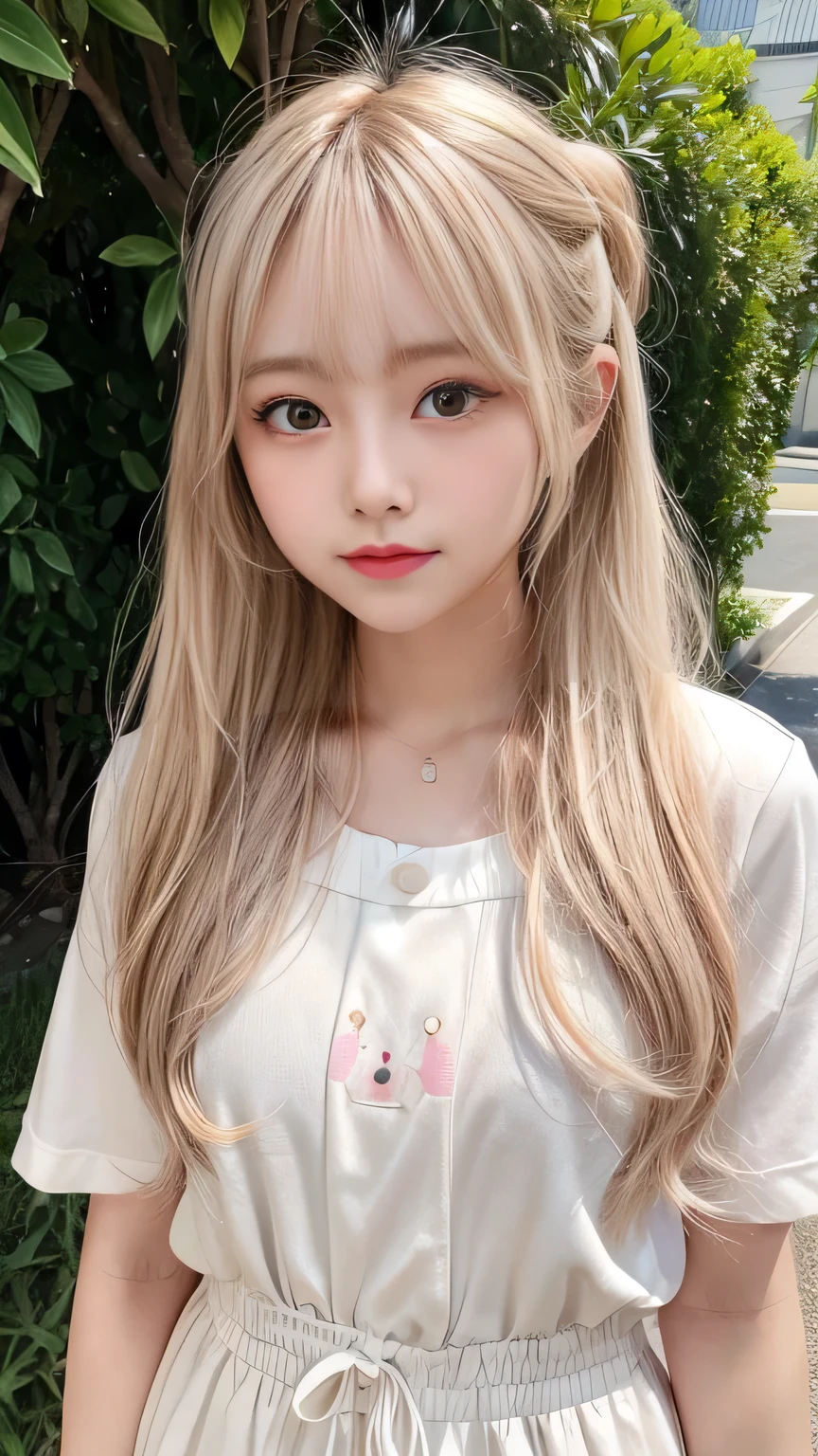 Long Hair, Blonde, logotshirt bunny ears,