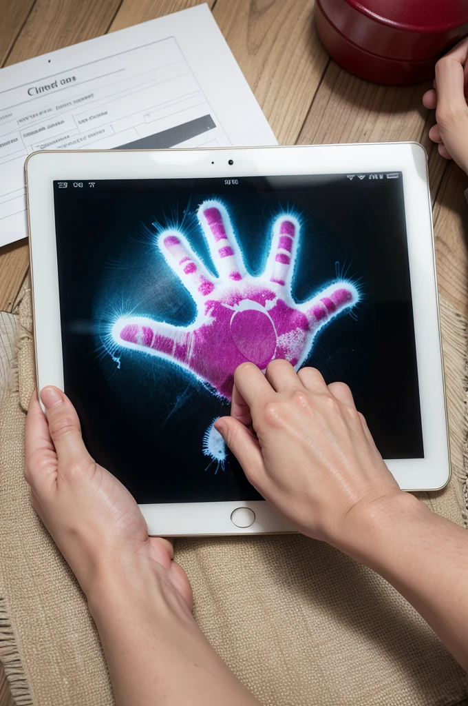 create a digital handprint image on a paper