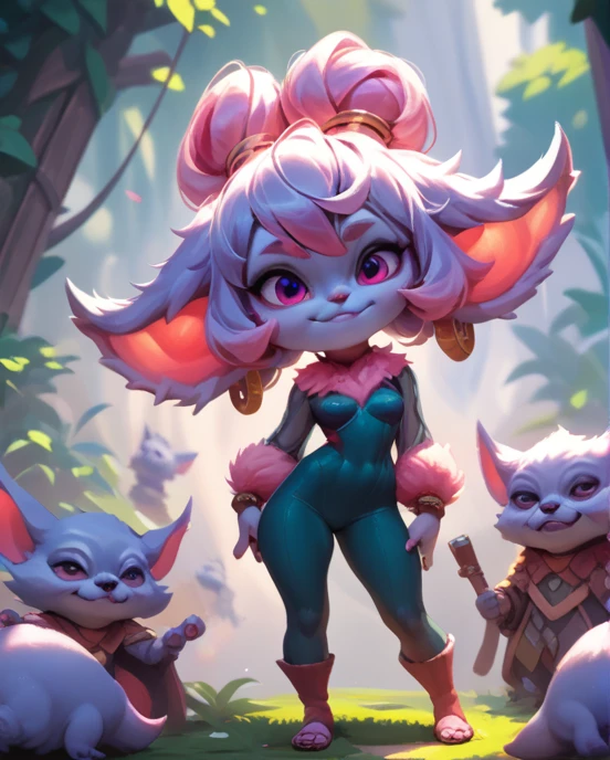 score_9, score_8_up, score_7_up, score_6_up, score_5_up, score_4_up, pink purpple yordle female, a dubious little creature getting up to mischief,cute,pretty,attrative,seminua,4yordles,slender,thin,