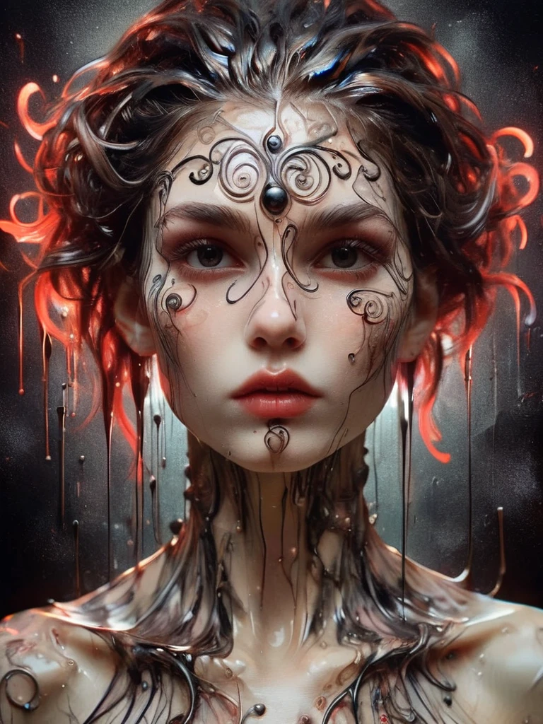 8K, rgb, hdr, pinturas de aceite, acuarelas, colores saturados brillantes, Anna Razumovskaya, Jarek Kubicki, Aleksi Brilo, Darek Zabrotsky, sakimichan, lois, Aminola Rezai, foto CRUDA, negro, dark Rojo, de cerca, Retrato de Medusa, mixed media collage. text with inscription "eloise", hermoso rostro. calligraphy, Gouache Wash, Boceto a pluma, lineas finas, Vintage illustration style. negro, blanco, Rosa coral, Rojo, pelo rubio, beautiful patterns  ral-negrolight