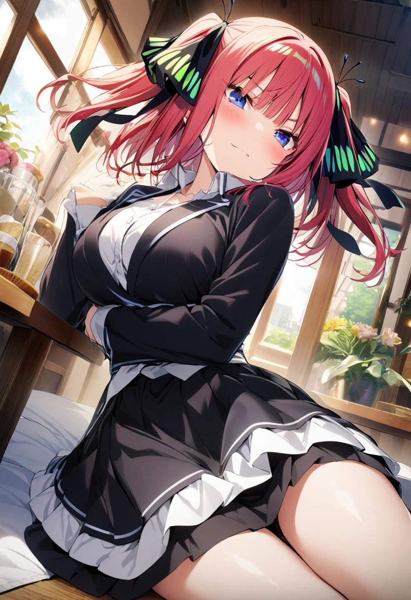 1girl, female focus, Nakano Nino and Miku, Gotoubun no hanayame , very beautiful, best quality, very aesthetic, absurdres