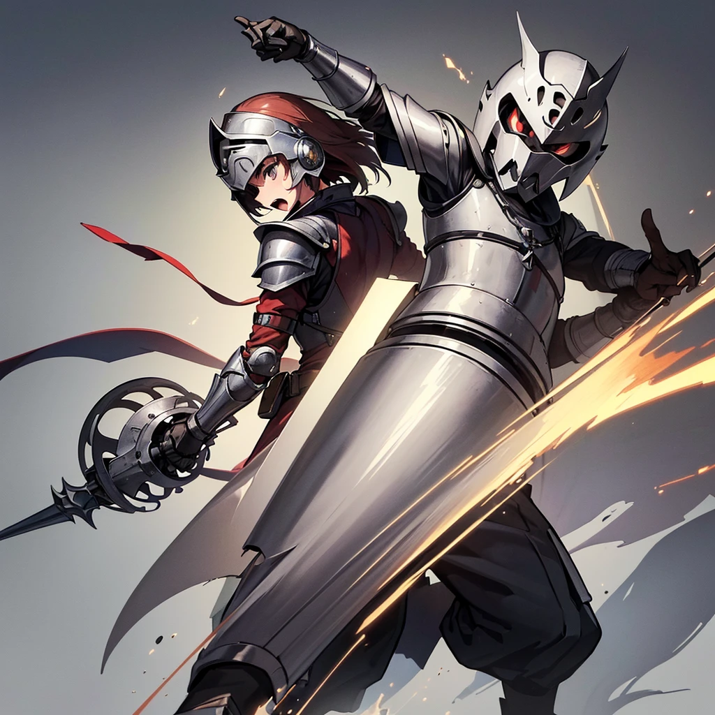 (((behind、behind姿、back図)))、highest quality, Best Quality, ((Full body character concept, Detailed character design))、(behindから、behind姿、back)、highest quality, Best Quality,Best illustrations、(((Iron Helmet))),Medieval Armor、Medieval Knight、Full grey armor、(((20-year-old male)))、Dramatic Angle、(battle)、battlefield、Movement angle、Grab the sword、(Fighting stance)、(((Simple Background)))、(10 people、multiple)、early、(get annoyed、Open your mouth、Sweat)、From below、(Examine the ground)