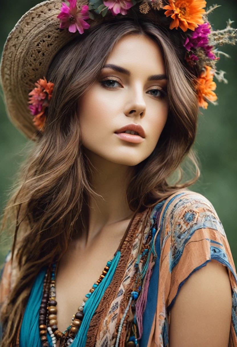 Beautiful attractive woman , boho style