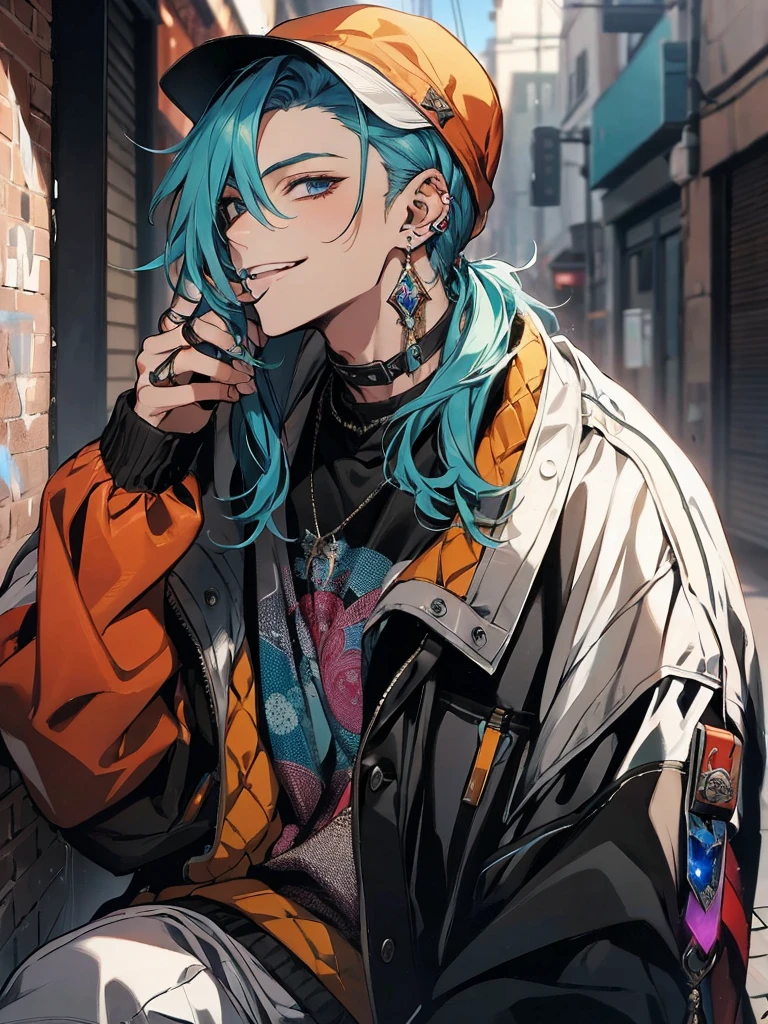 Masterpiece, absurdres, fine detail, HDR, solo, looking at viewer, smile, shirt, , 1boy, hair between eyes, upper body, male focus, FH , lightning mage, toned, lightning mage robe, electrical aura, early 20s,