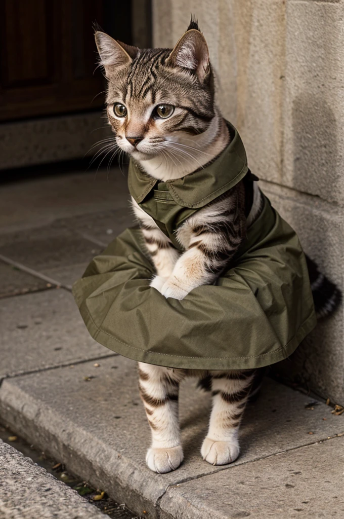 Generar la imagen de un gatito tierno vestido de militar 