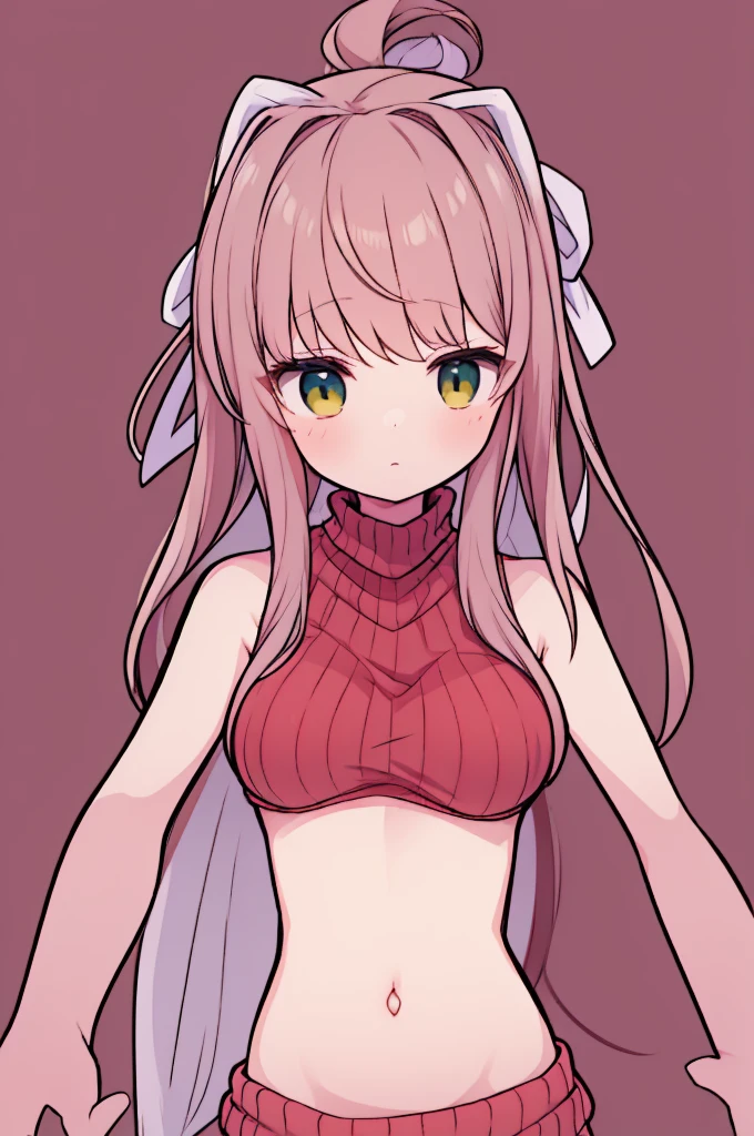 Monika, T posing, wearing virgin killer sweater,