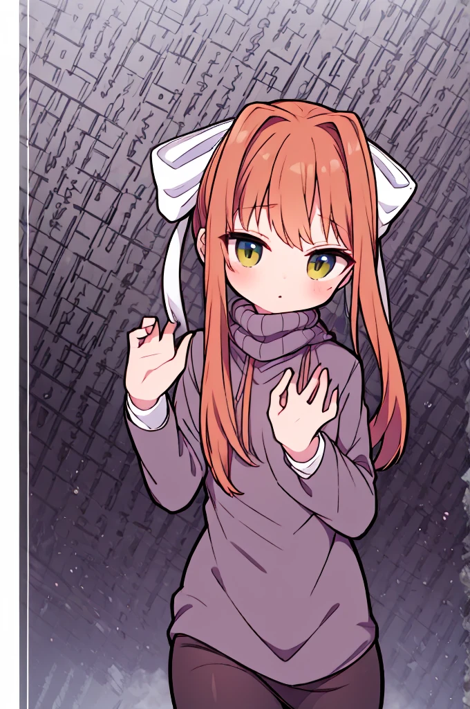 Monika, T posing, wearing virgin killer sweater,