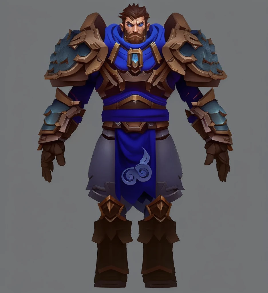 Close-up of people wearing blue and brown clothing, a human Male Paladin, dark blue segmented armor, cloud mage robes, epic Paladin Armor, Male Paladin, kiranyana style, cotton cloud mage robes, Paladin Armor, World of Warcraft Armor, Dark blue leather armor, warcraft character, Wearing sculpted armor,3D Character Art,Ashe,2。5 D CGI Anime Fantasy Artwork,CGScosiety,Close-up characters,As seen on the Art Station
