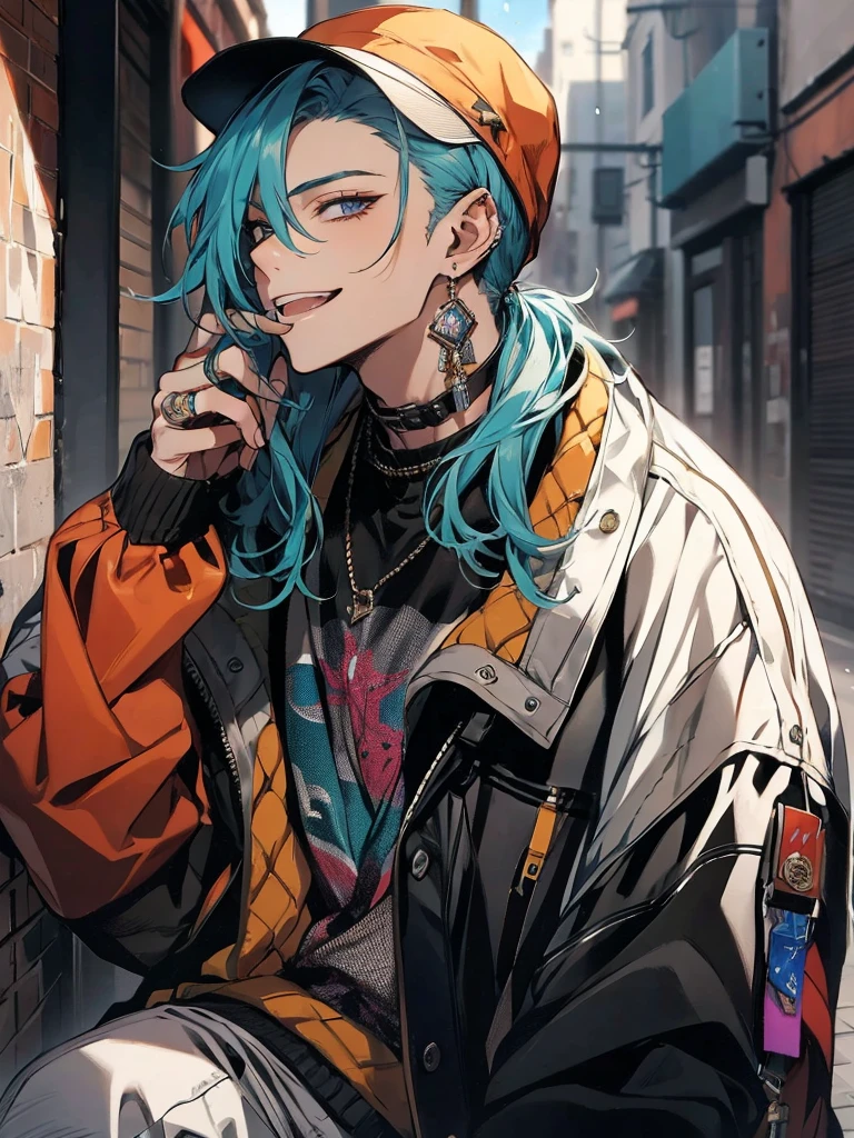 Masterpiece, absurdres, fine detail, HDR, solo, looking at viewer, smile, shirt, , 1boy, hair between eyes, upper body, male focus, FH , lightning mage, toned,