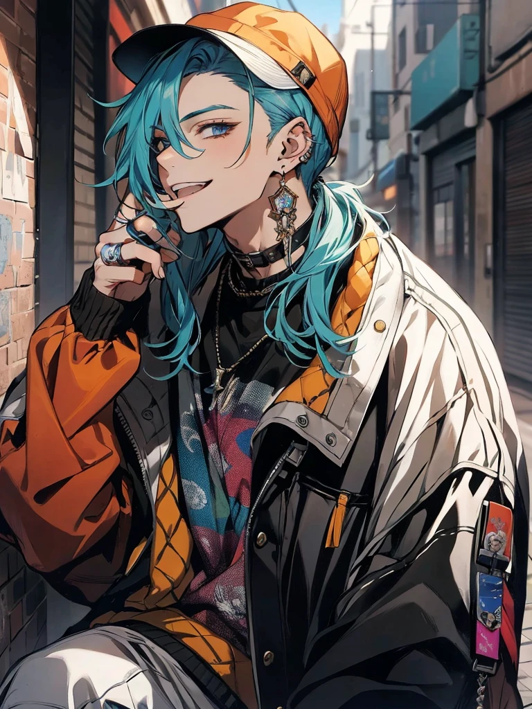 Masterpiece, absurdres, fine detail, HDR, solo, looking at viewer, smile, shirt, , 1boy, hair between eyes, upper body, male focus, FH , lightning mage, toned, 